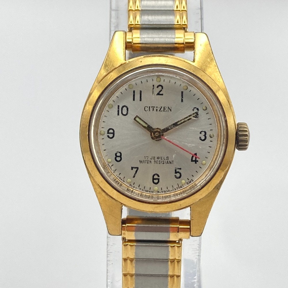 Vtg Citizen Womens Watch 23mm Two Tone 65-2563 Stretch Band Manual Wind Up 6.5"